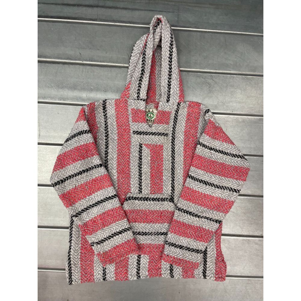 Baja Joe Sweatshirt‎ Hoodie Mens Small Red Gray Striped Pullover